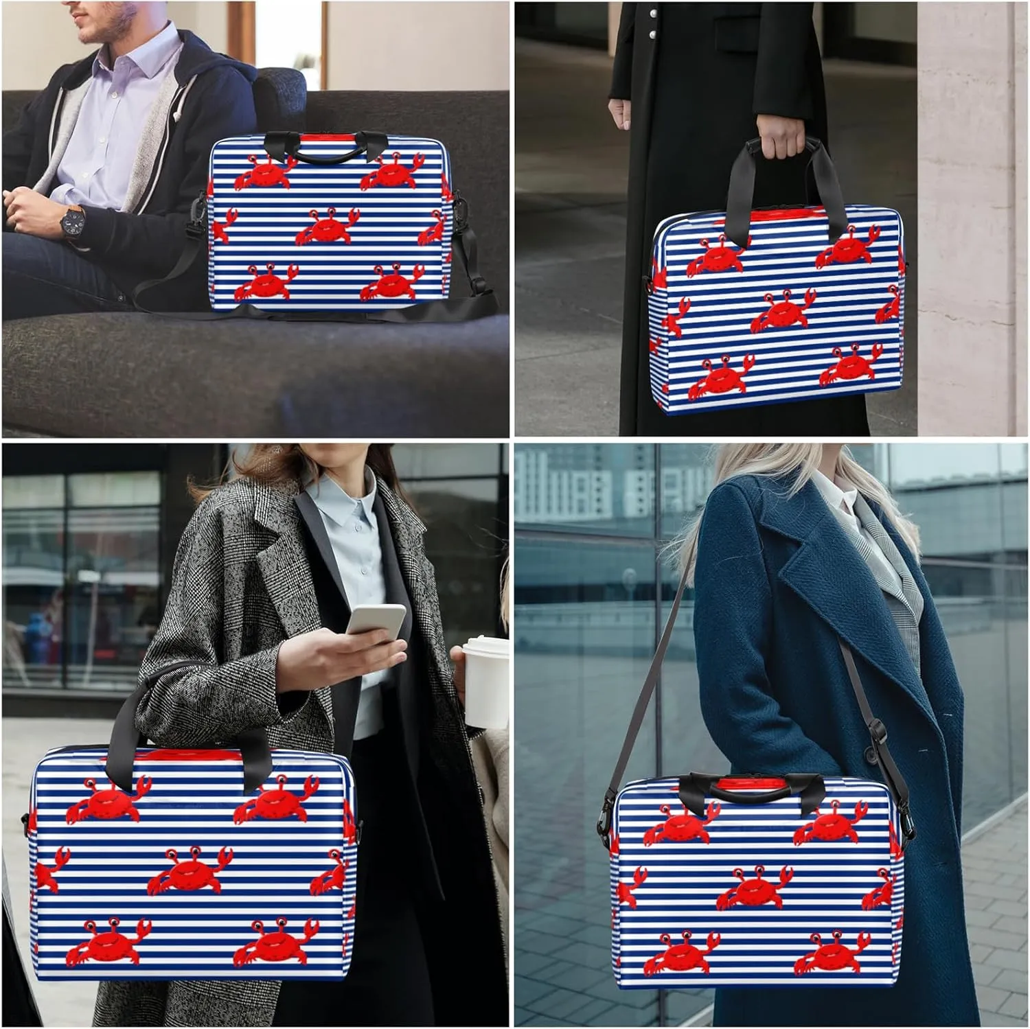 Sea Crab Laptop Sleeve Case 14 15 15.6 inch, Sea Crab Laptop Briefcase Shoulder Bag Waterproof Travel Computer Cover Carrying Bags