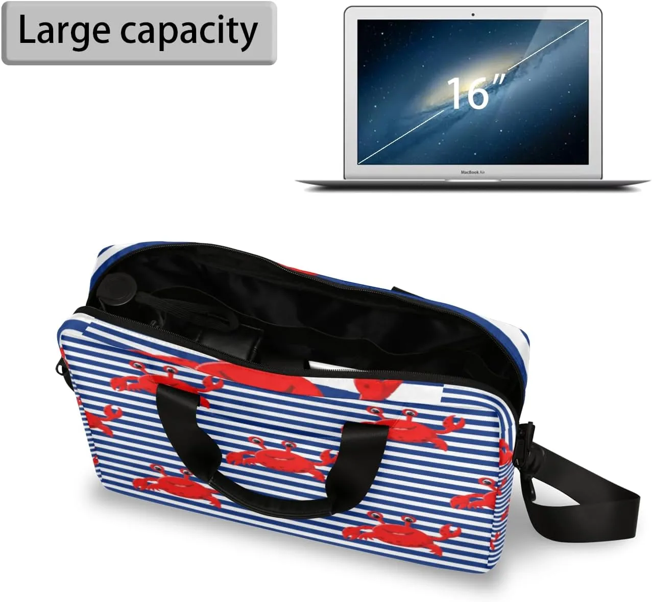 Sea Crab Laptop Sleeve Case 14 15 15.6 inch, Sea Crab Laptop Briefcase Shoulder Bag Waterproof Travel Computer Cover Carrying Bags