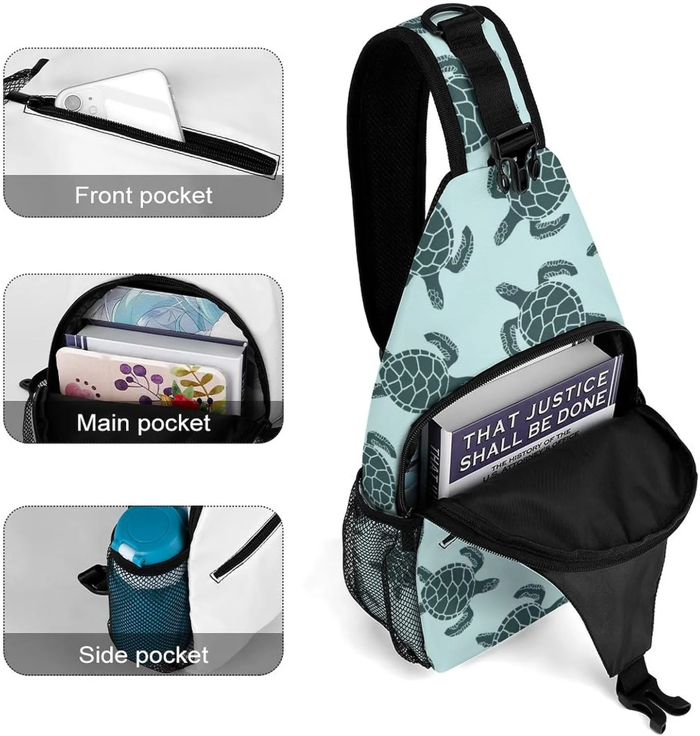 Sea-turtles Texture Crossbody Sling Bag for Women Men Travel Chest Bag, Cycling Shoulder Backpack