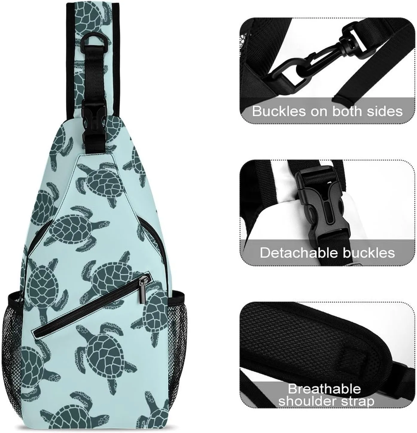 Sea-turtles Texture Crossbody Sling Bag for Women Men Travel Chest Bag, Cycling Shoulder Backpack