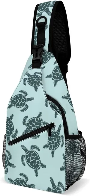 Sea-turtles Texture Crossbody Sling Bag for Women Men Travel Chest Bag, Cycling Shoulder Backpack