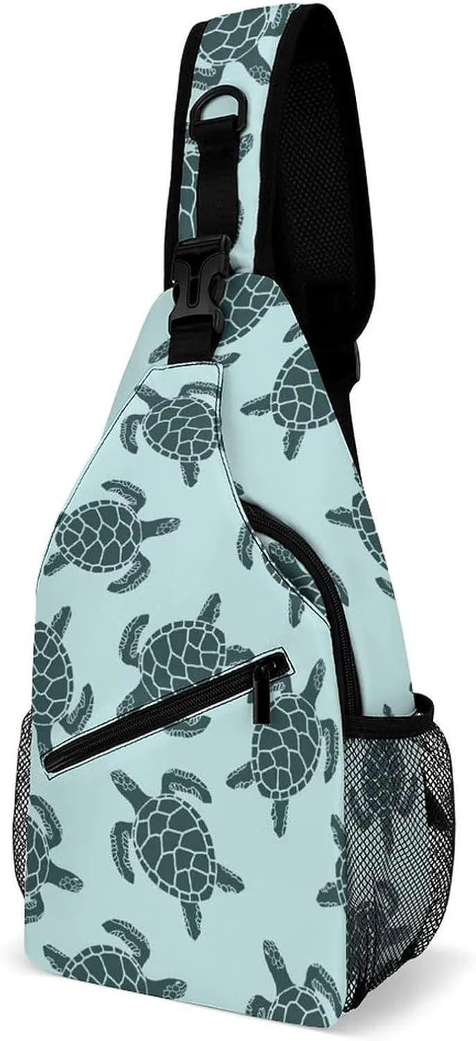 Sea-turtles Texture Crossbody Sling Bag for Women Men Travel Chest Bag, Cycling Shoulder Backpack