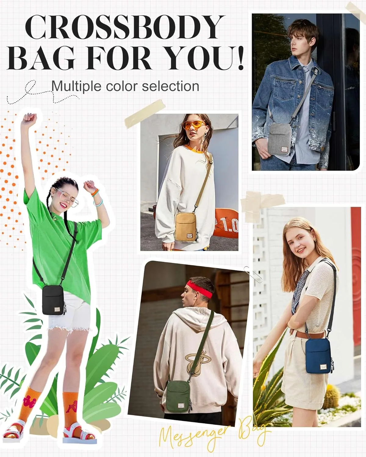 SEAFEW Mini Crossbody Bag Shoulder Bag for Men, Small Messenger Satchel Bag for Women