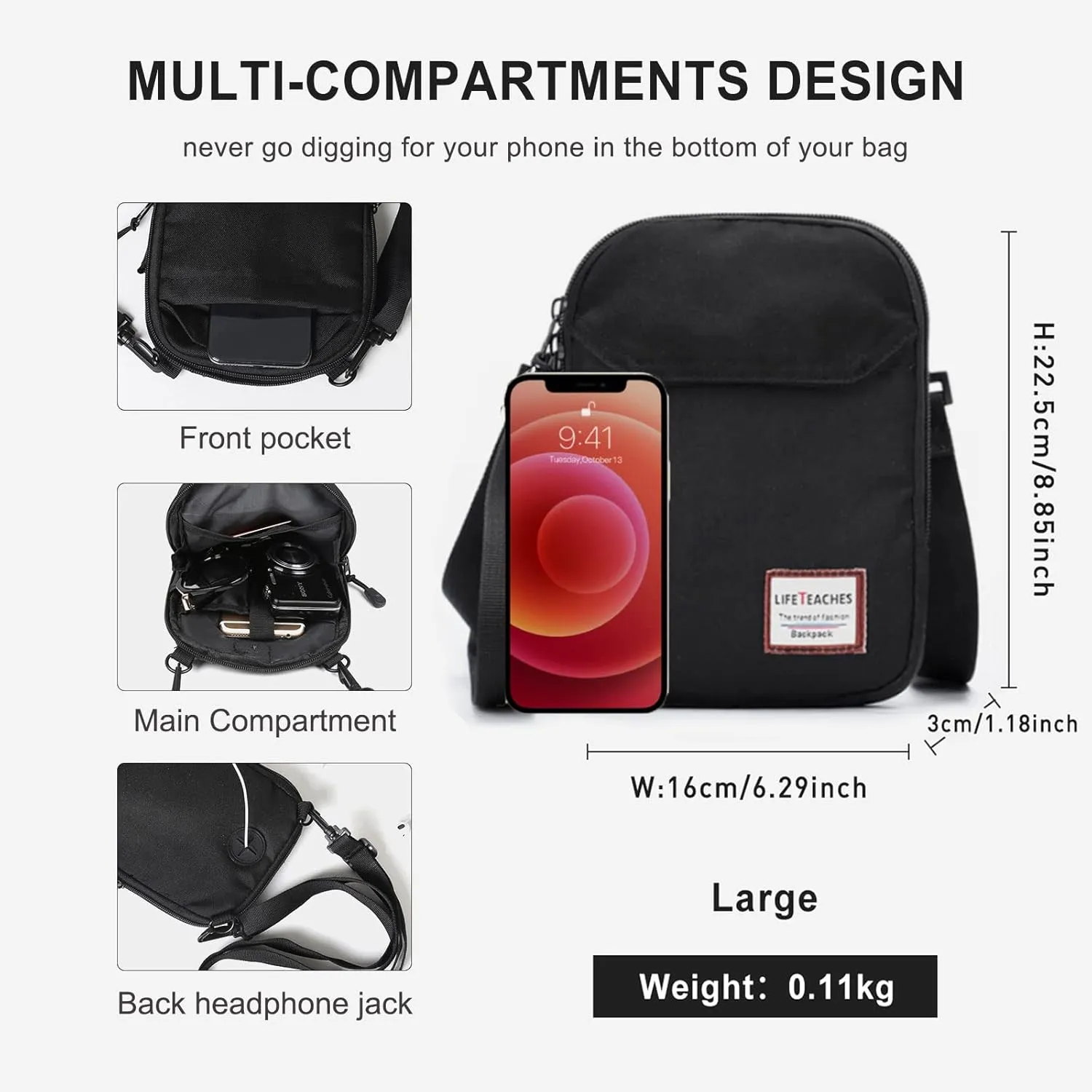SEAFEW Mini Crossbody Bag Shoulder Bag for Men, Small Messenger Satchel Bag for Women