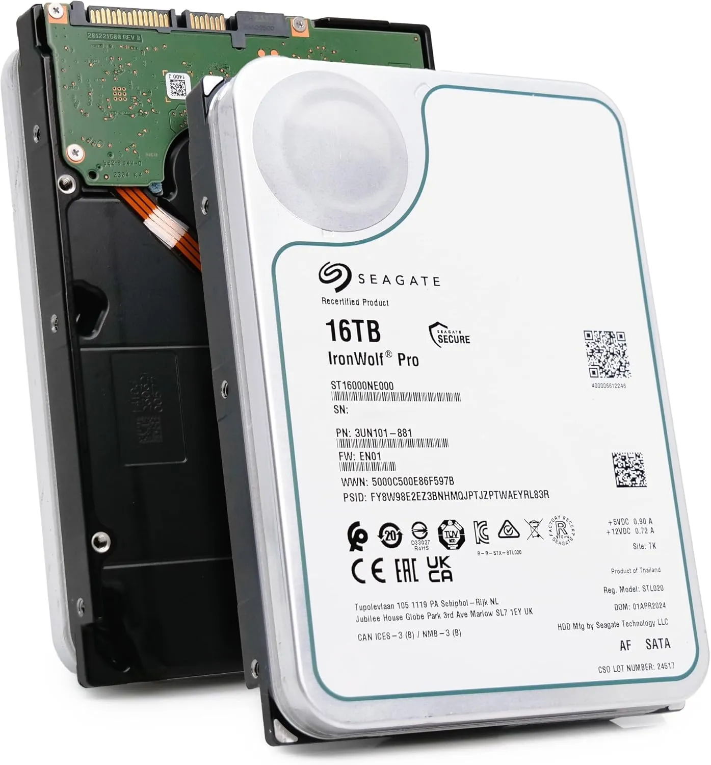 Seagate IronWolf Pro16TB 256MB 7.2K RPM SATA 6Gb/s 3.5" NAS HDD ST16000NE000 (Renewed)