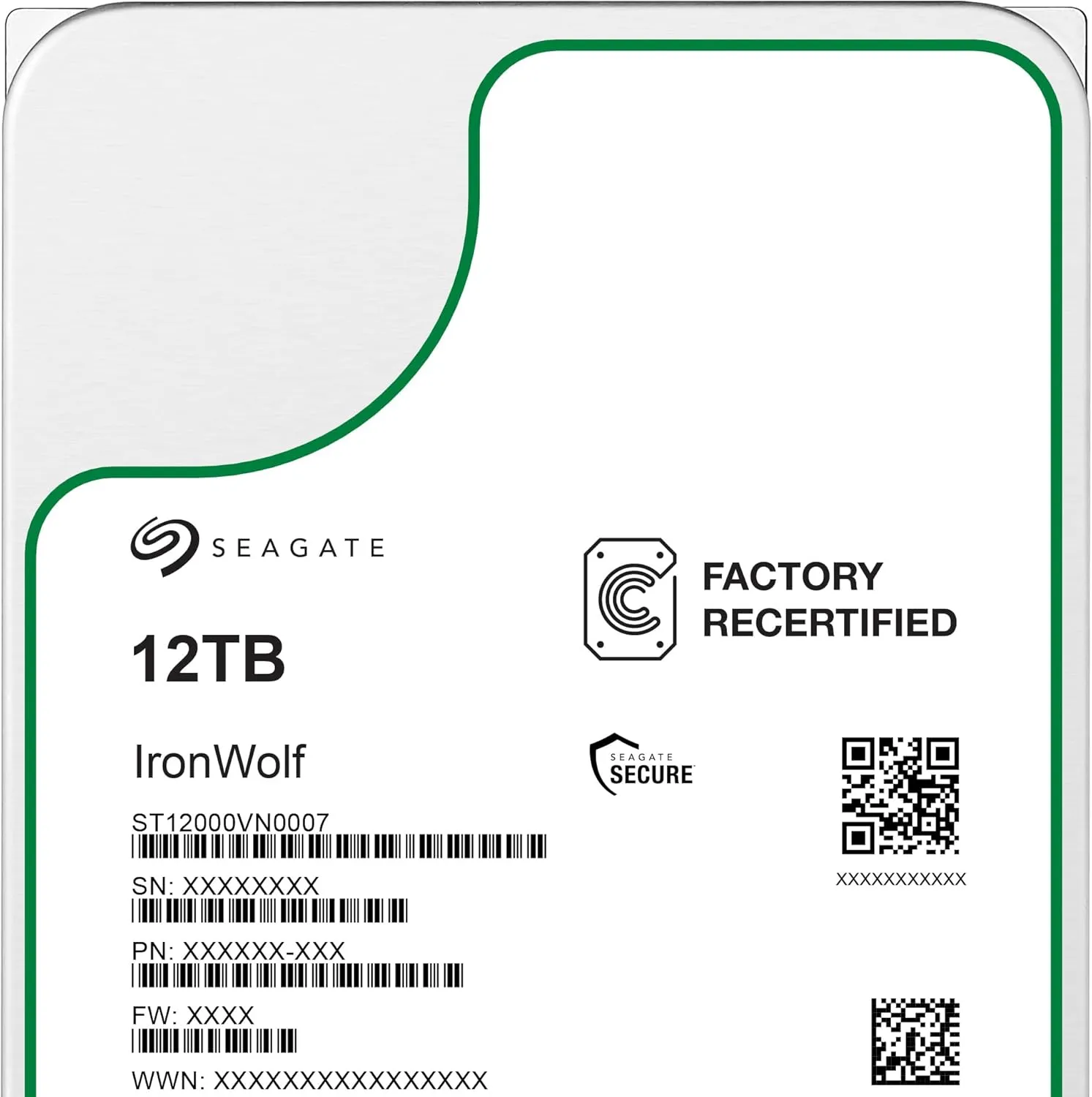Seagate (Recertified) 12TB IronWolf NAS SATA Hard Drive 6Gb/s 256MB Cache 3.5-Inch Internal Hard Drive for NAS Servers, Personal Cloud Storage (ST12000VN0007)