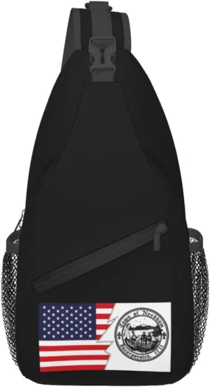 Seal Of Needham, Massachusetts And America Crossbody Bags For Women Men Chest Backpack Gym Shoulder Bag Travel Outdoor Sports Casual Crossbody Bags