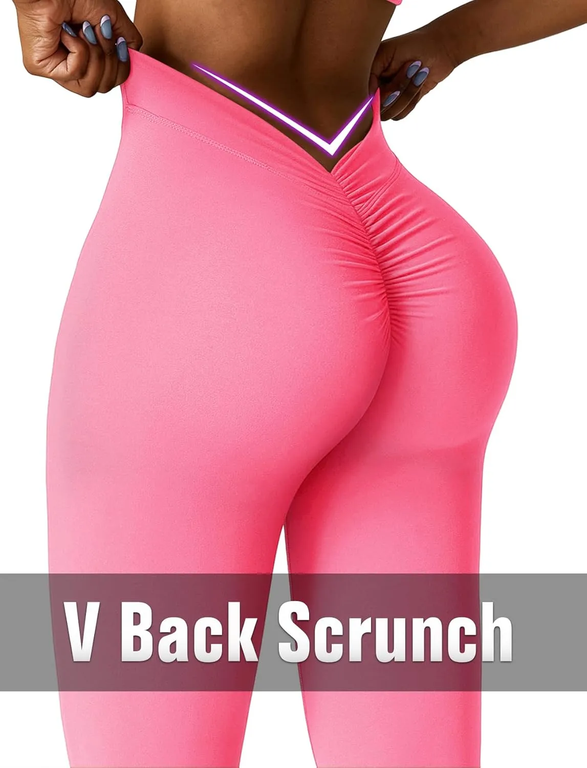 SEASUM V Back Scrunch Butt Flare Leggings for Women Waist Cut Shaped Ruched Bell Bottom Wide Leg Bootcut Yoga Pants
