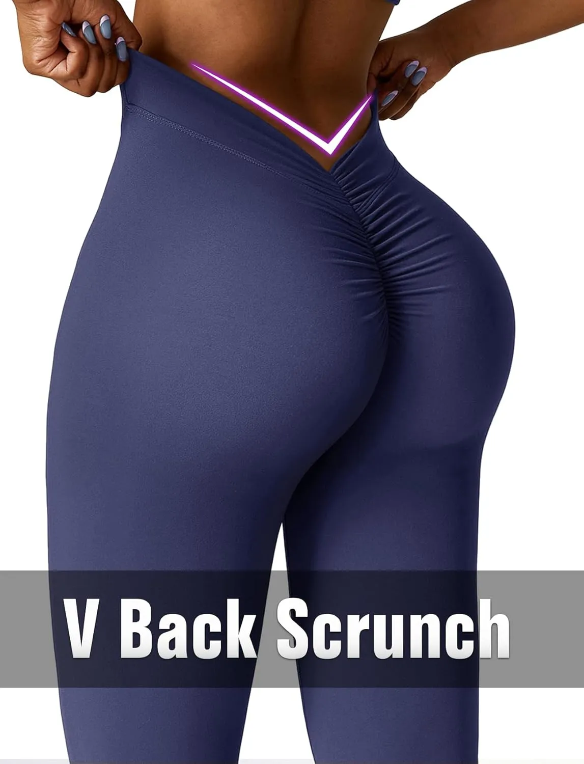 SEASUM V Back Scrunch Butt Flare Leggings for Women Waist Cut Shaped Ruched Bell Bottom Wide Leg Bootcut Yoga Pants