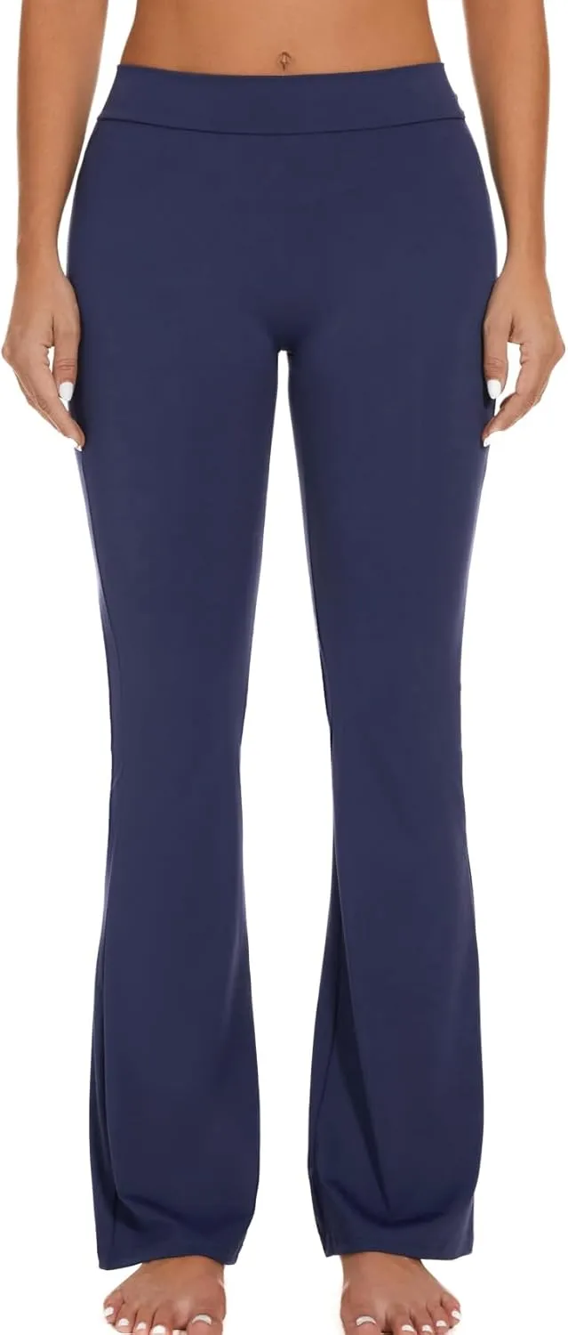 SEASUM V Back Scrunch Butt Flare Leggings for Women Waist Cut Shaped Ruched Bell Bottom Wide Leg Bootcut Yoga Pants