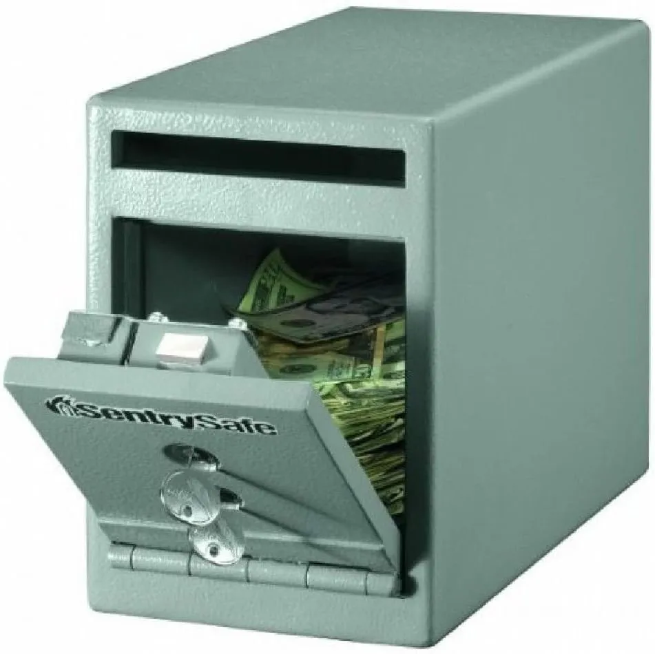 SentrySafe Depository Safe with Dual Key Lock, Steel Drop Slot Safe for Offices and Businesses, Stores Cash, Money, 0.23 Cubic Feet, 8.5 x 6 x 12.3 Inches, UC-025K