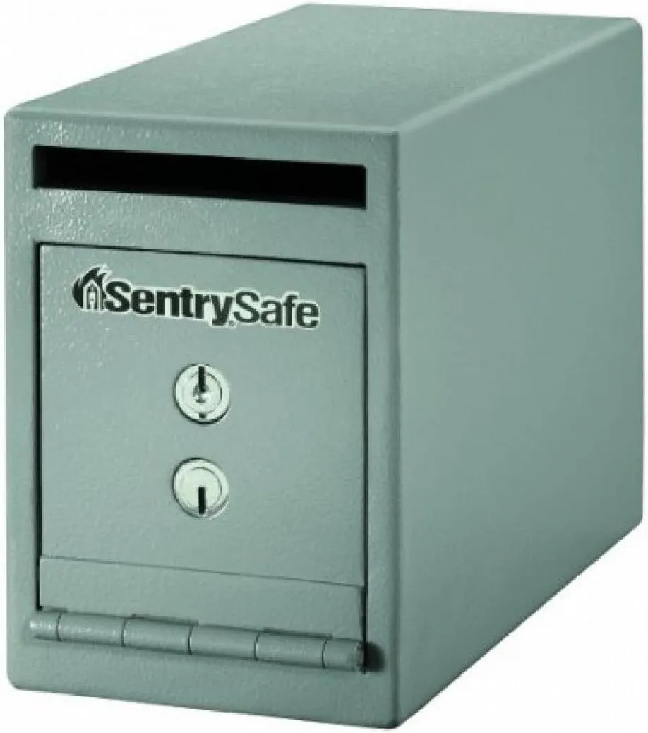 SentrySafe Depository Safe with Dual Key Lock, Steel Drop Slot Safe for Offices and Businesses, Stores Cash, Money, 0.23 Cubic Feet, 8.5 x 6 x 12.3 Inches, UC-025K