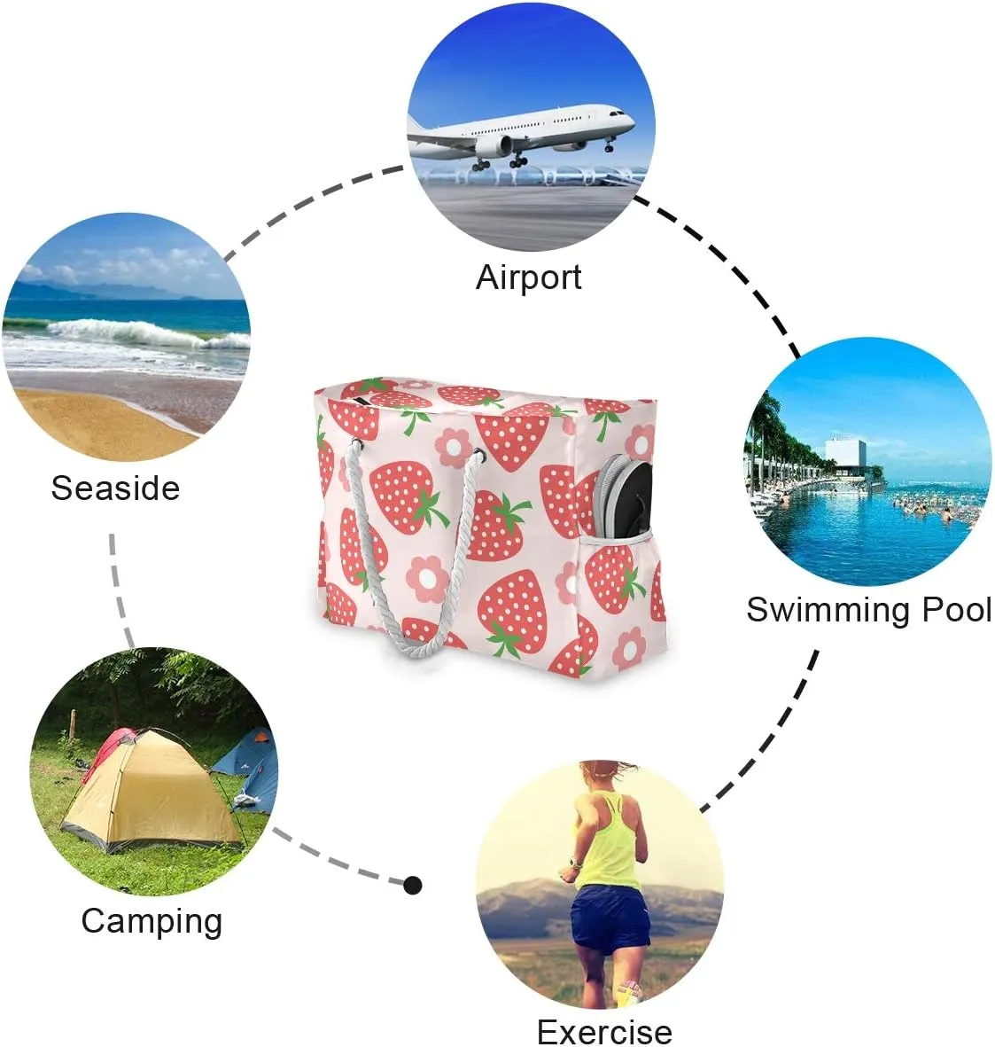senya Large Beach Shoulder Bags Canvas Tote Water Resistant for Gym Travel Daily