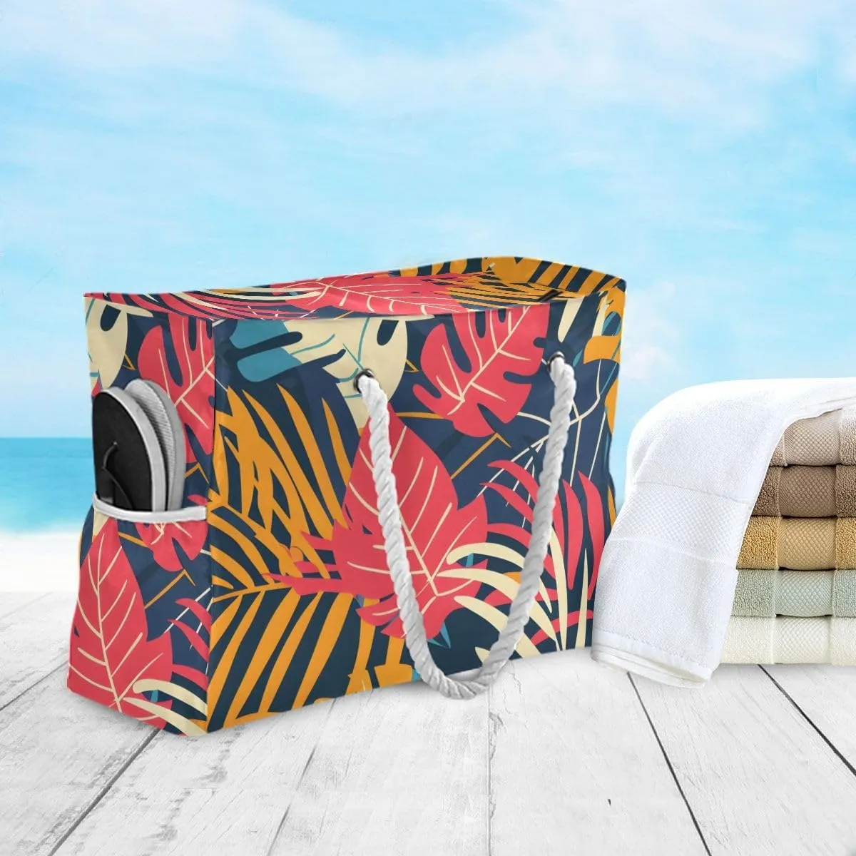 senya Large Beach Shoulder Bags Canvas Tote Water Resistant for Gym Travel Daily