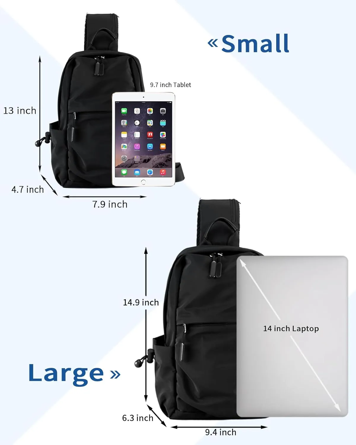 Seoky Rop Men Women Sling Bag Backpack Lightweight Water Resistant Shoulder Crossbody Bags for Travel