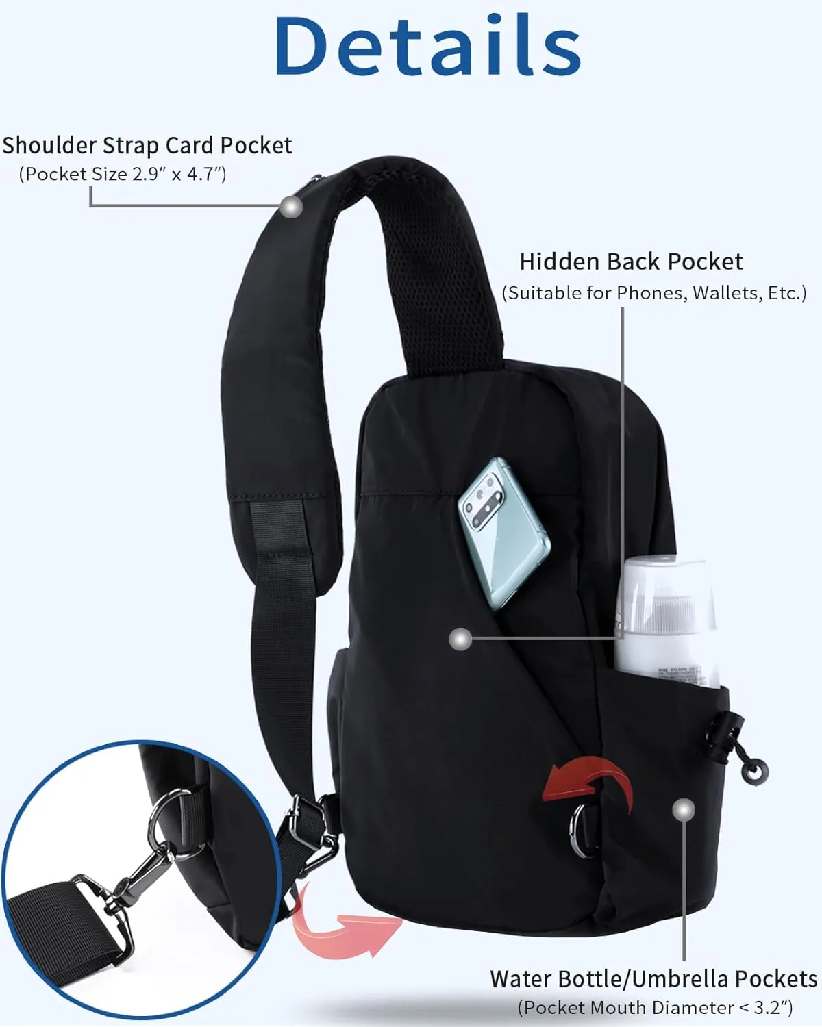 Seoky Rop Men Women Sling Bag Backpack Lightweight Water Resistant Shoulder Crossbody Bags for Travel