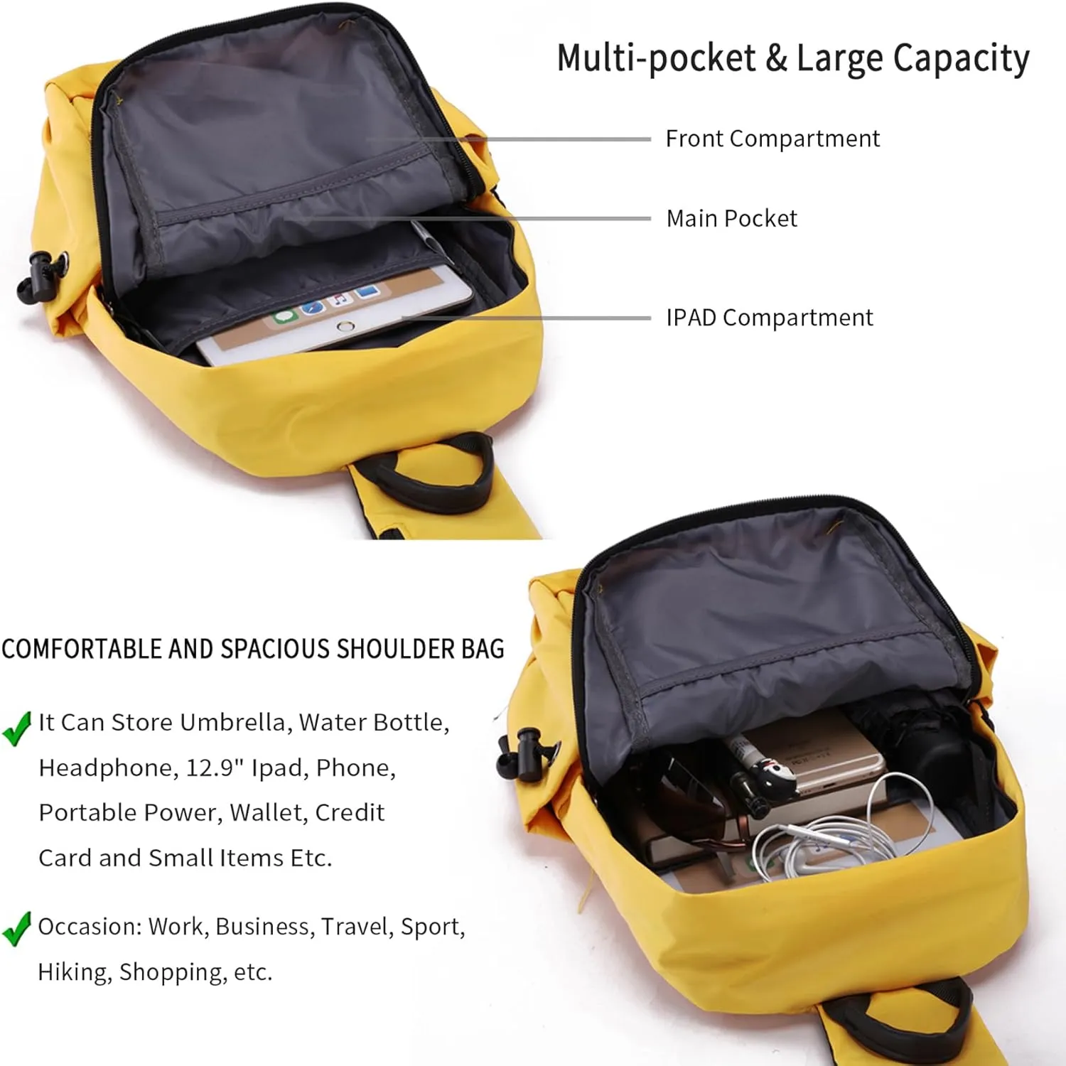 Seoky Rop Men Women Sling Bag Backpack Lightweight Water Resistant Shoulder Crossbody Bags for Travel