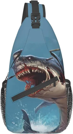 Shark Attacks Great White Shark Chest Sling Bag Crossbody Shoulder Backpack Bag Gym Cycling Travel Hiking Daypack Cross bag
