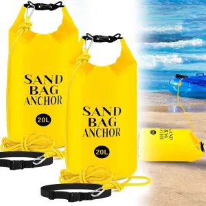 ShinyRelief 2 Set 20L Float Anchor Kit 2 in 1 PWC Sand Anchor Bags with Adjustable Straps, Waterproof Dry Bag for Pool Floats Rafts Pool Chair Umbrella Tent Inflatables Water Sports