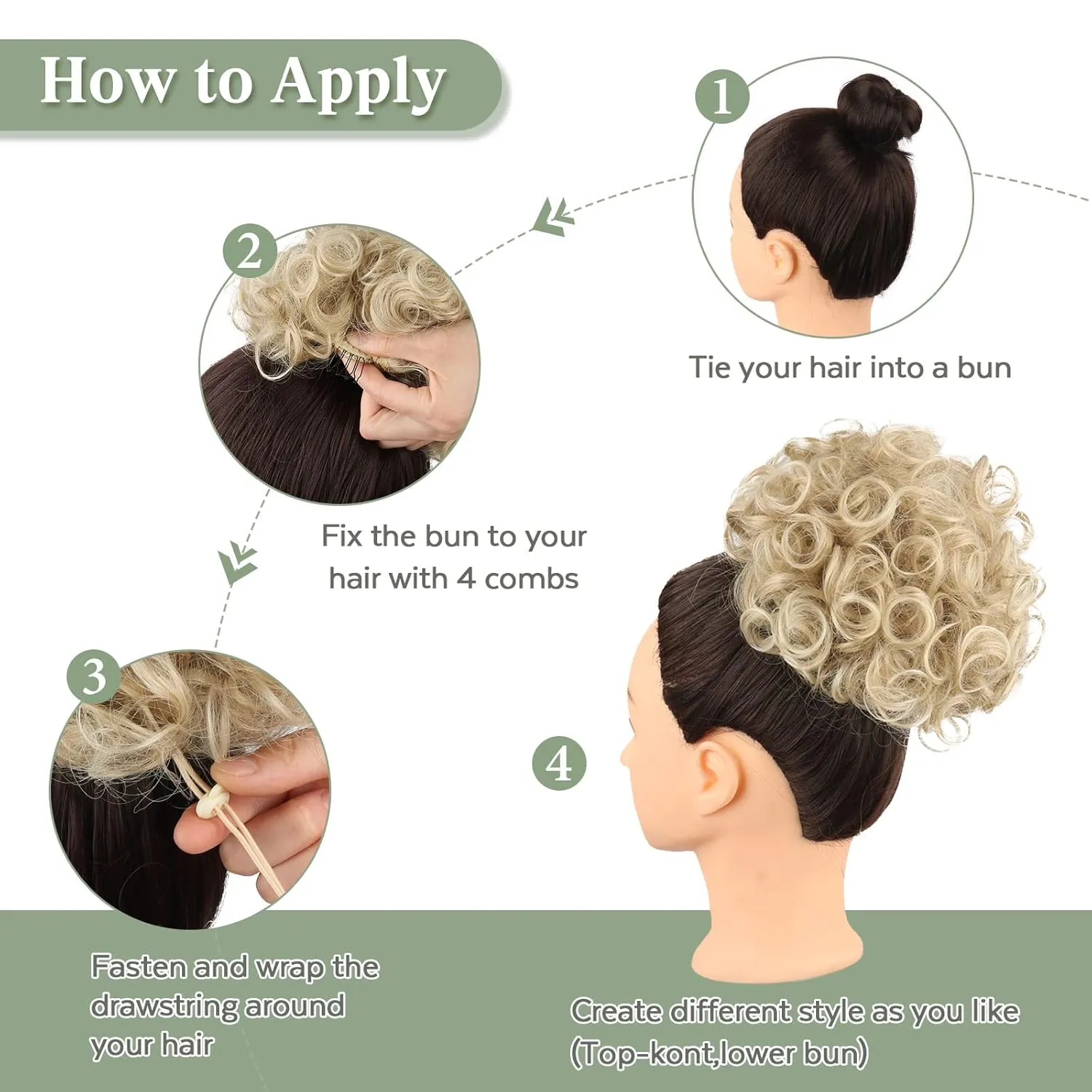 Short Messy Hair Bun Hair Piece Elastic Drawstring Loose Wave Curly Scrunchies Ponytail Extension Clip in on Ponytails Synthetic Hair Accessories Sliver Messy Bun Hair Pieces for Women Updo
