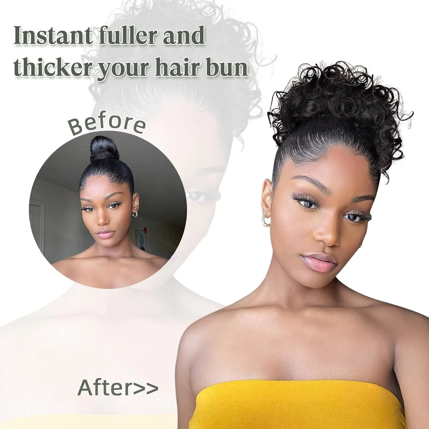 Short Messy Hair Bun Hair Piece Elastic Drawstring Loose Wave Curly Scrunchies Ponytail Extension Clip in on Ponytails Synthetic Hair Accessories Sliver Messy Bun Hair Pieces for Women Updo