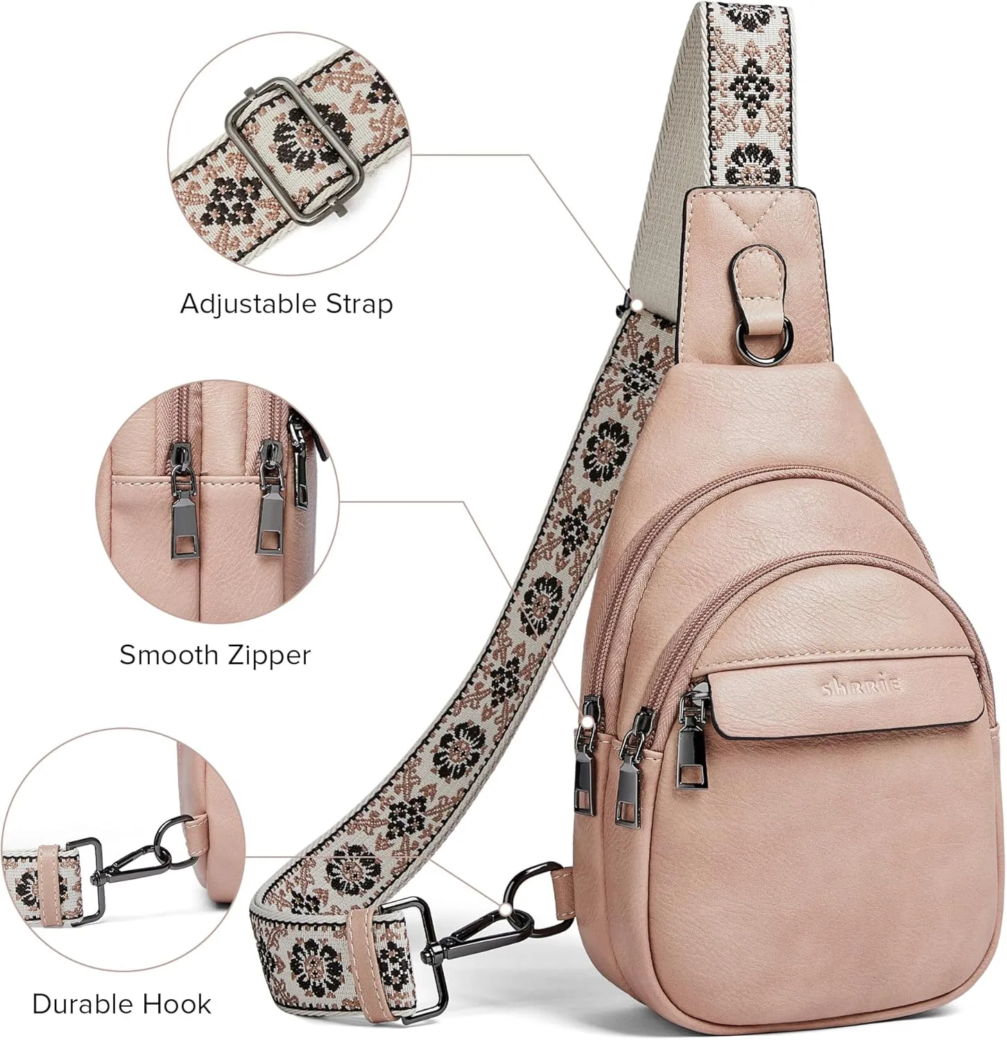Shrrie Small Sling Bag for Women, Vegan Leather Crossbody Bags for Women Trendy Crossbody Purse Chest Bag for Travel