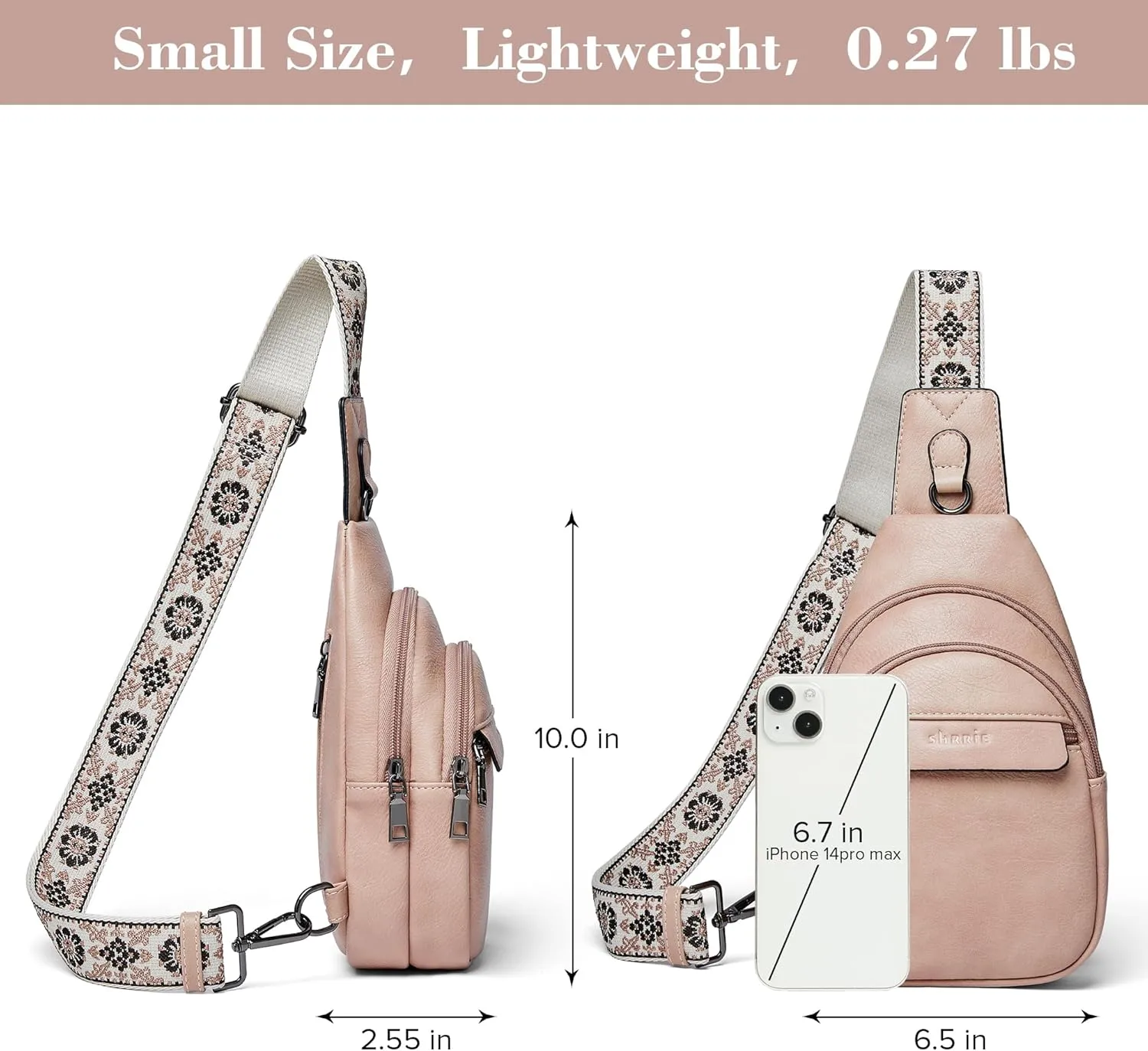 Shrrie Small Sling Bag for Women, Vegan Leather Crossbody Bags for Women Trendy Crossbody Purse Chest Bag for Travel