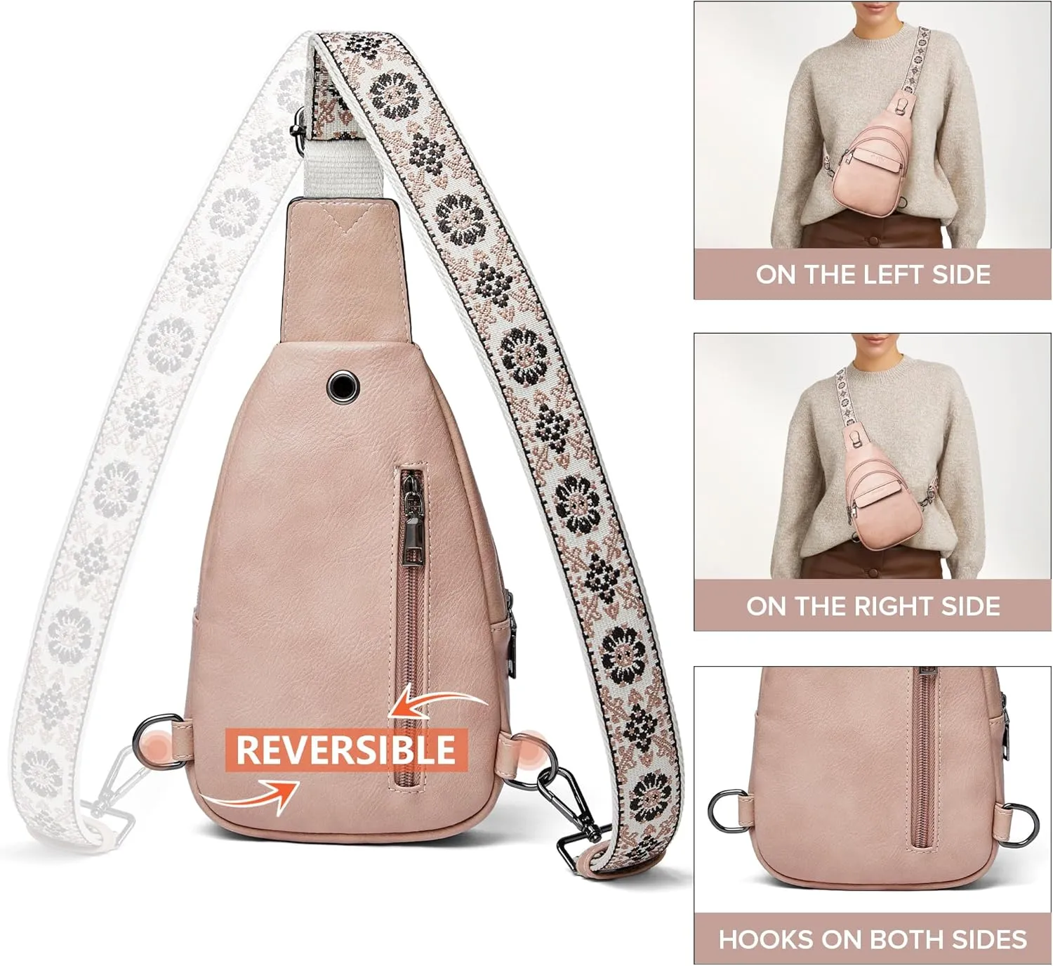 Shrrie Small Sling Bag for Women, Vegan Leather Crossbody Bags for Women Trendy Crossbody Purse Chest Bag for Travel