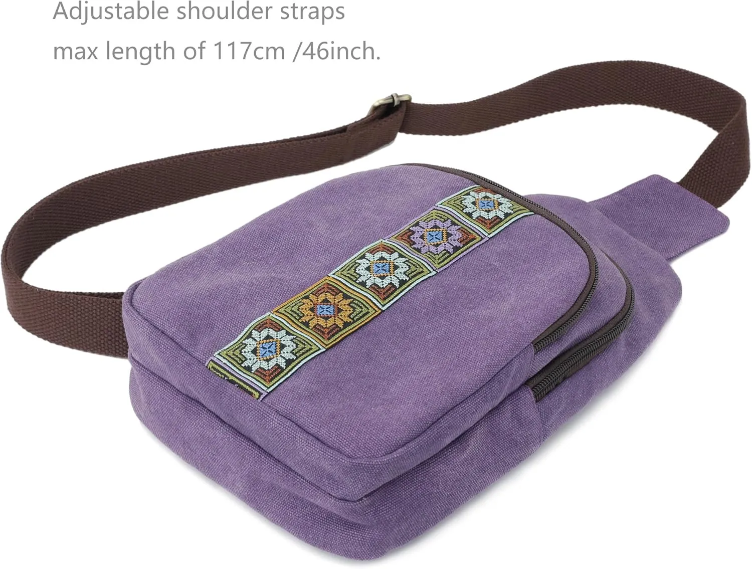 SILKAREA Canvas Sling Bag for Wome Crossbody Purse Small Sling Backpack Purse Travel Hiking Chest Bag Daypack