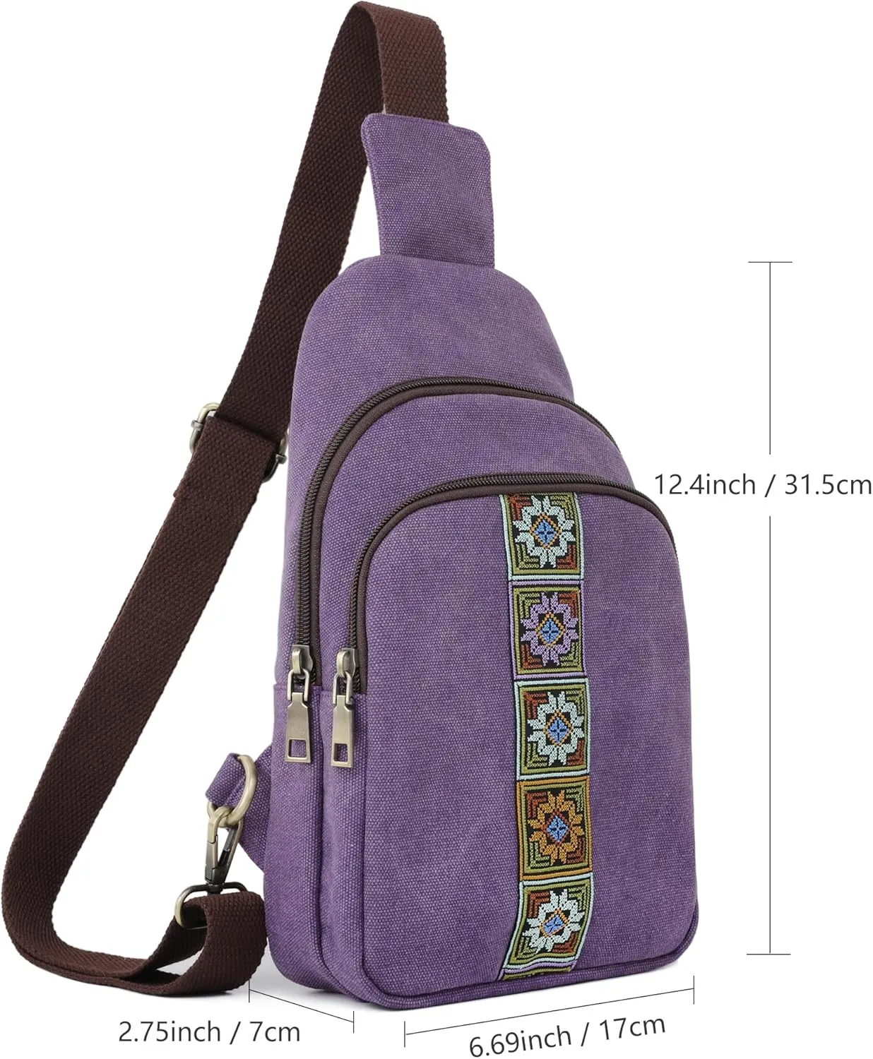 SILKAREA Canvas Sling Bag for Wome Crossbody Purse Small Sling Backpack Purse Travel Hiking Chest Bag Daypack
