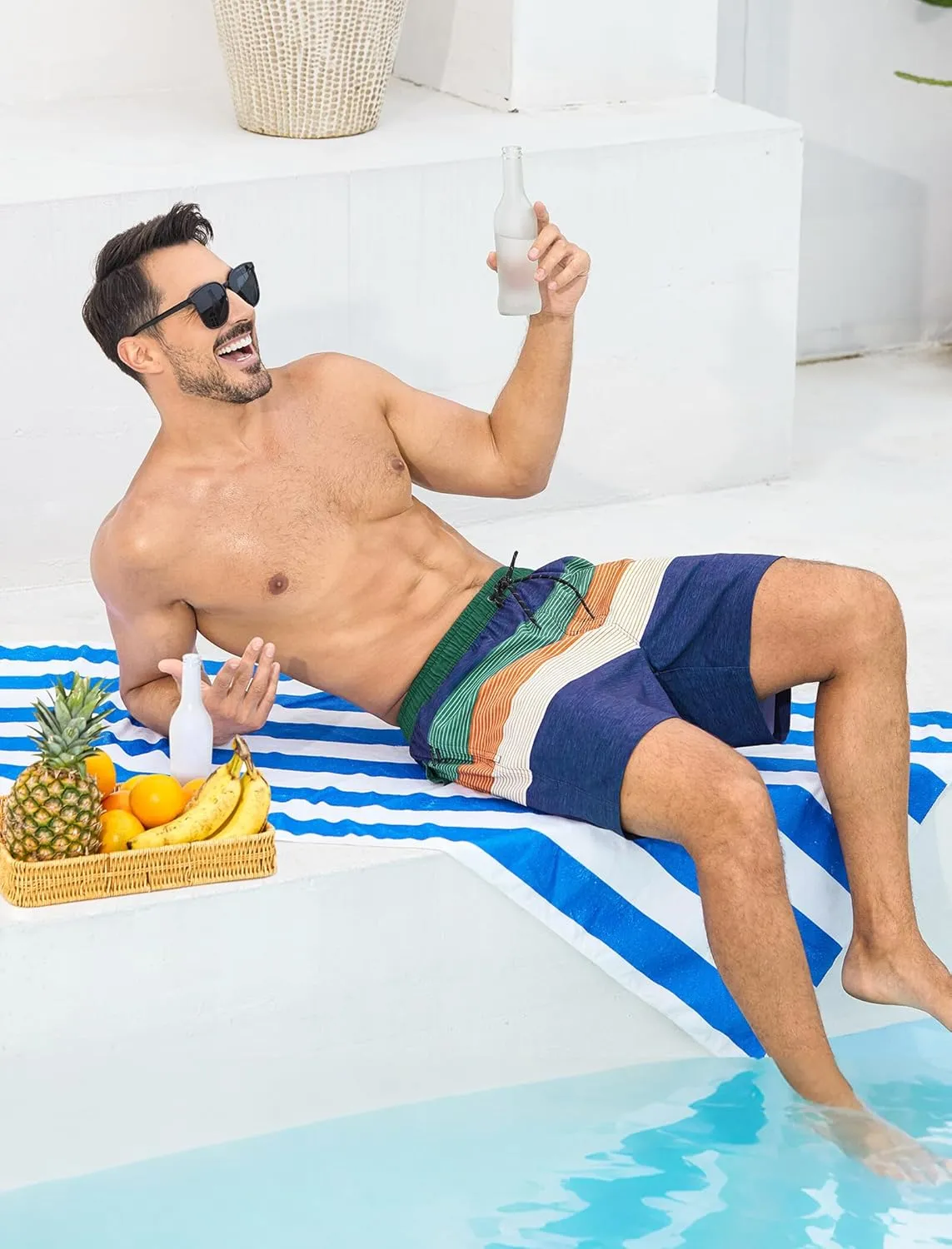 SILKWORLD Mens Swim Trunks with Compression Liner 6 Inch Inseam Quick Dry Beach Shorts Bathing Suit with Zipper Pockets