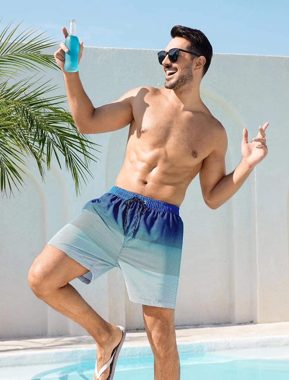 SILKWORLD Mens Swim Trunks with Compression Liner 6 Inch Inseam Quick Dry Beach Shorts Bathing Suit with Zipper Pockets