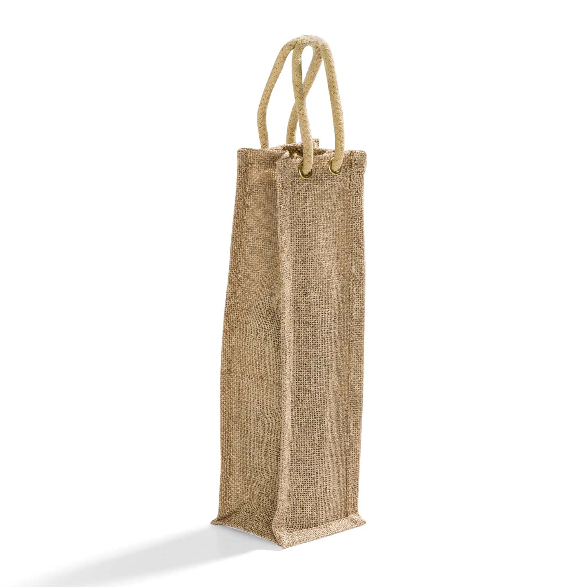 Single Bottle Jute Wine Bags / Burlap Wine Bags with Rope Handles WJ164