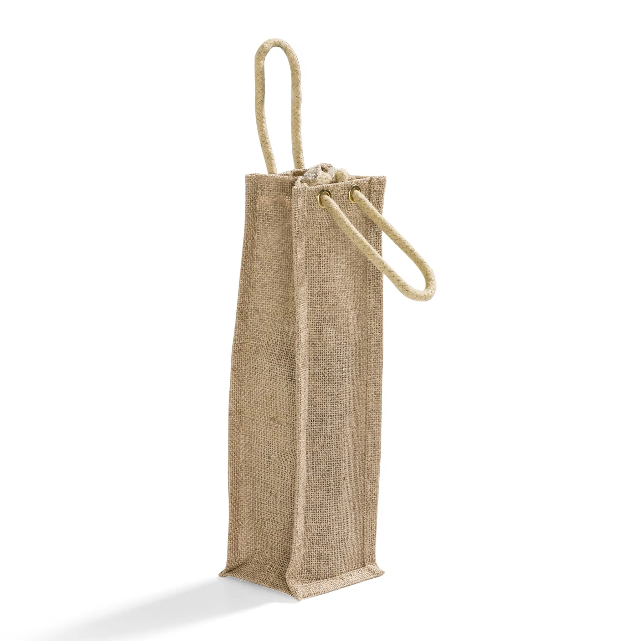 Single Bottle Jute Wine Bags / Burlap Wine Bags with Rope Handles WJ164