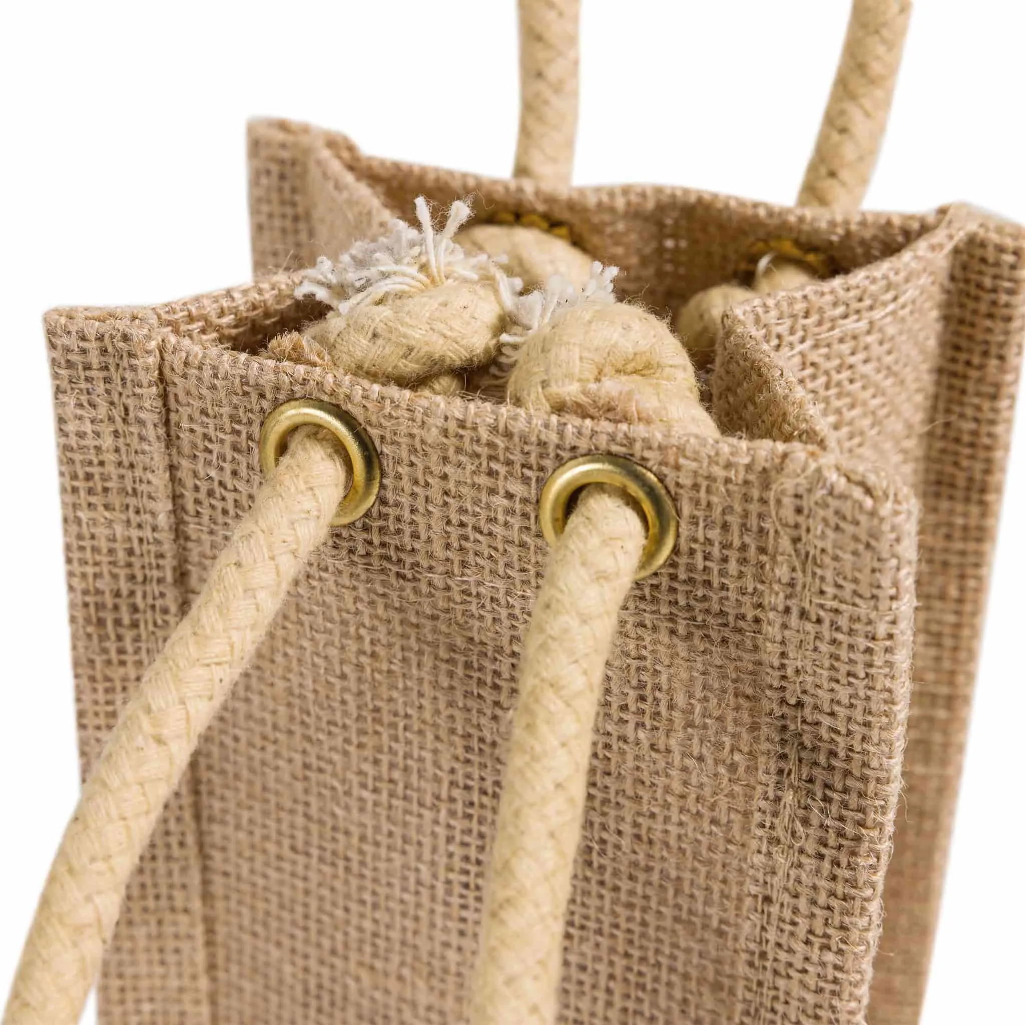 Single Bottle Jute Wine Bags / Burlap Wine Bags with Rope Handles WJ164
