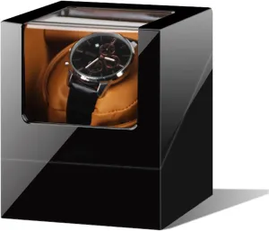 Single Watch Winder with 5 Rotation Mode Setting Luxury Mechanical Watch Storage Case Wood Shell Piano Quiet Watch Display Case with Motor and Dual Power Supply