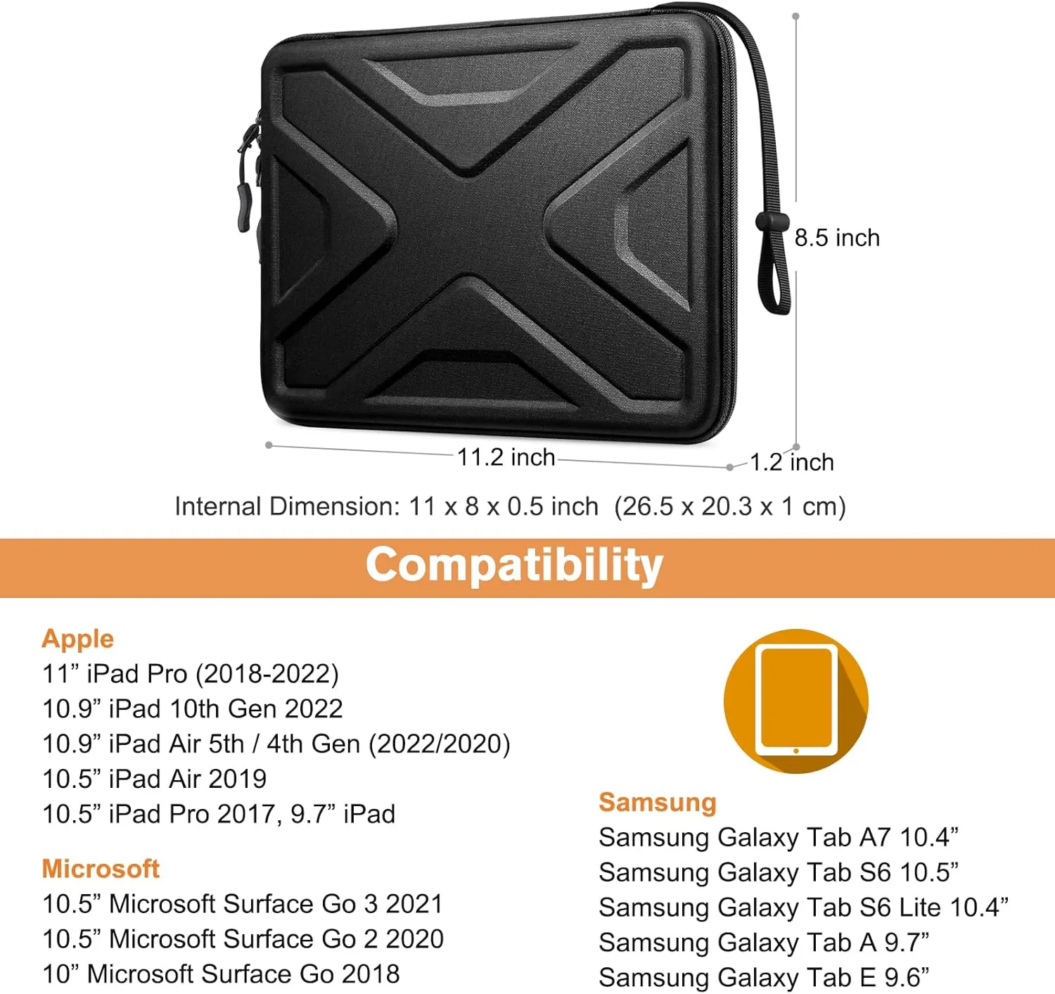 SITHON Hard Shell Tablet Sleeve Case for 11-inch iPad (A16) 11th & Air M3 2025 & Air M2 & Pro M4 2024, 11-inch iPad Pro M2, 10.9"/10.2" iPad 10/9th Gen, 10.9" iPad Air 5/4th, Tablet Carrying Sleeve