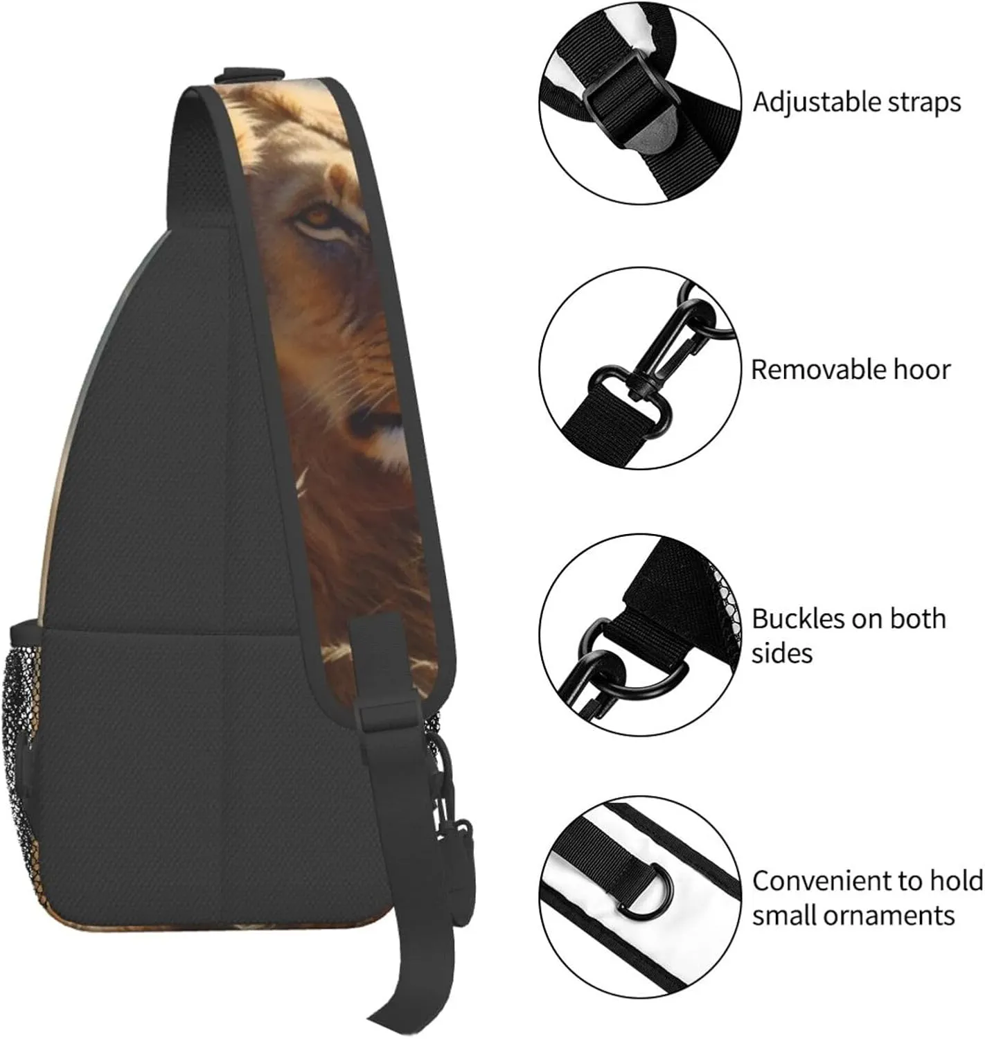 Sling Backpack Bag for Men Prairie lion Cross Chest Bag Crossbody Shoulder Bag Travel Hiking Daypack
