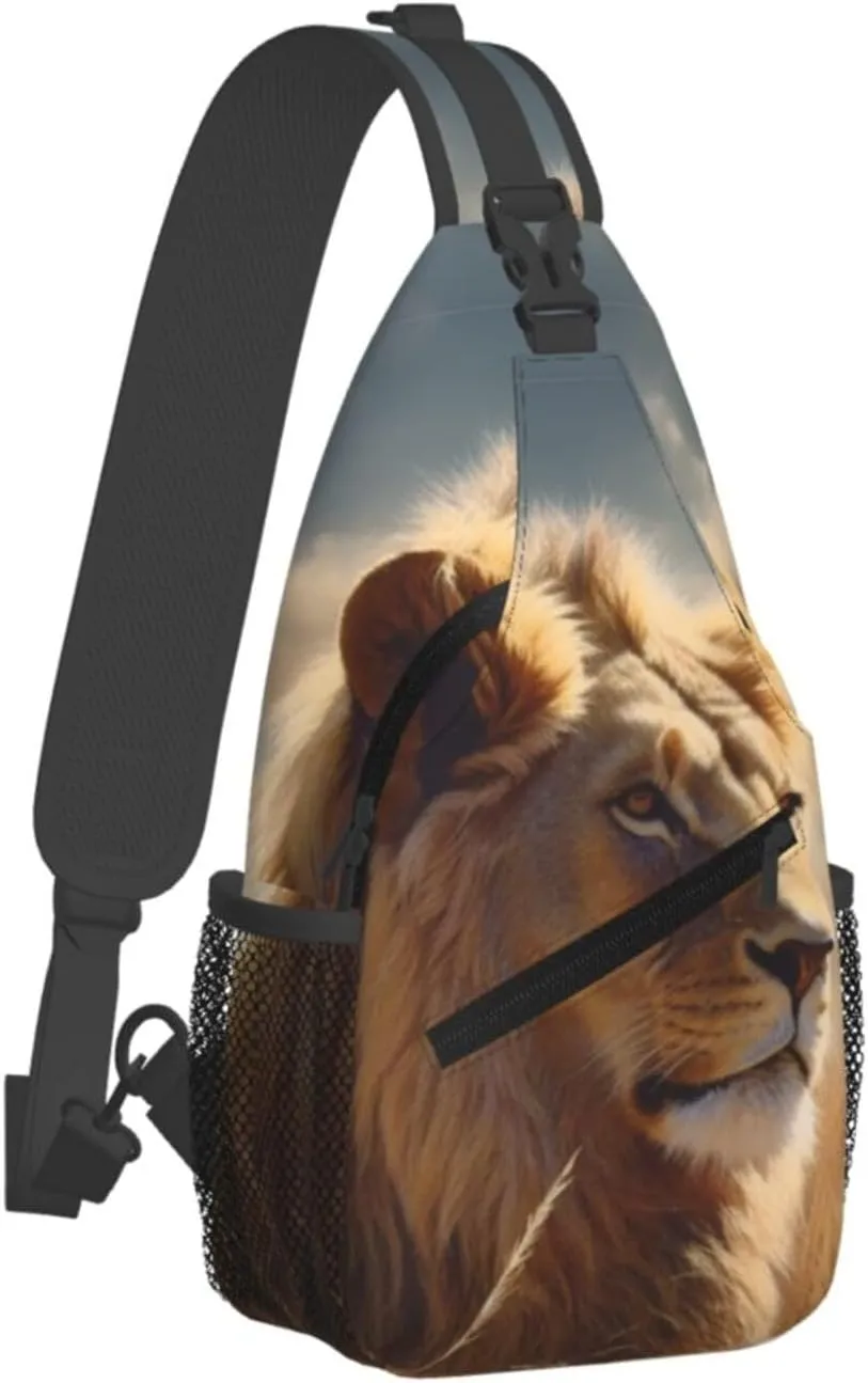 Sling Backpack Bag for Men Prairie lion Cross Chest Bag Crossbody Shoulder Bag Travel Hiking Daypack