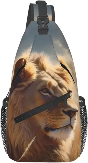 Sling Backpack Bag for Men Prairie lion Cross Chest Bag Crossbody Shoulder Bag Travel Hiking Daypack