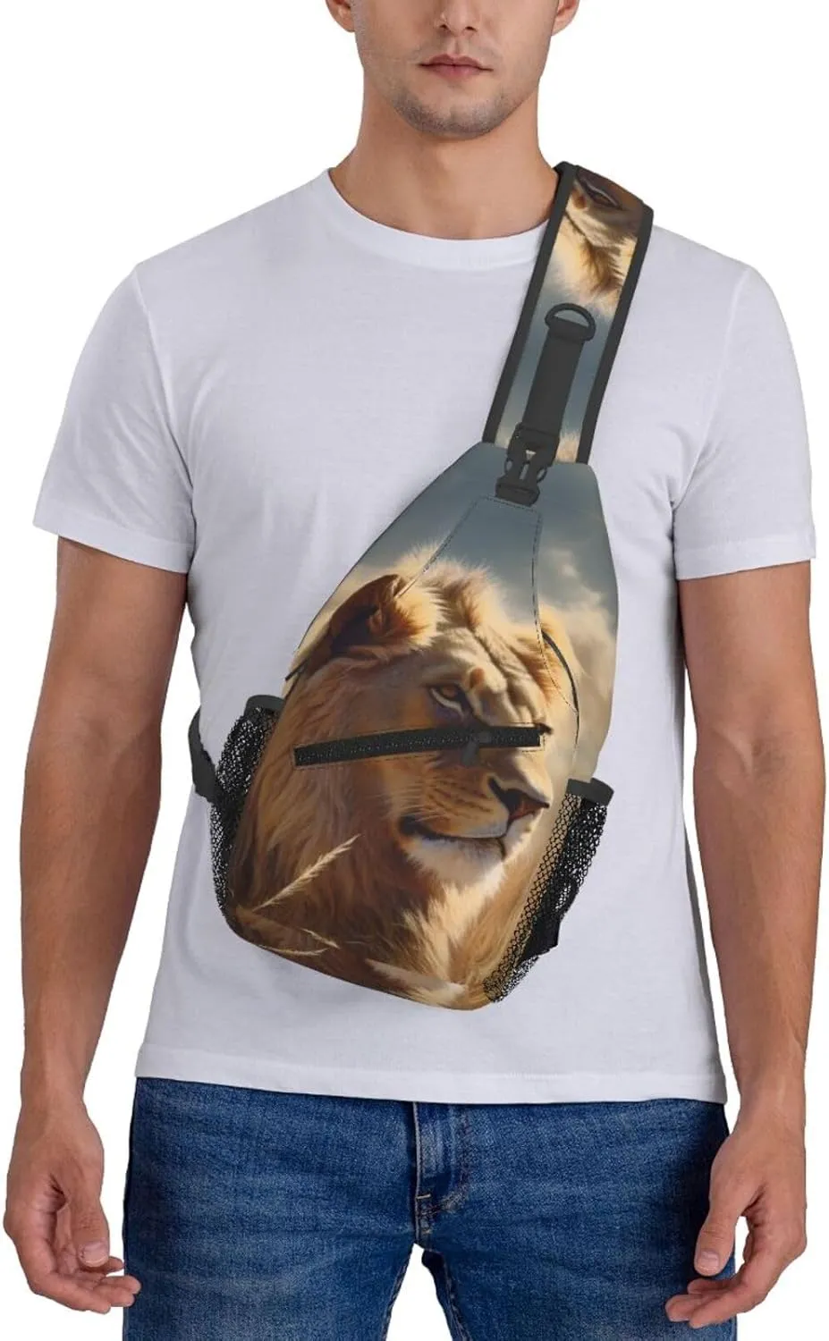 Sling Backpack Bag for Men Prairie lion Cross Chest Bag Crossbody Shoulder Bag Travel Hiking Daypack