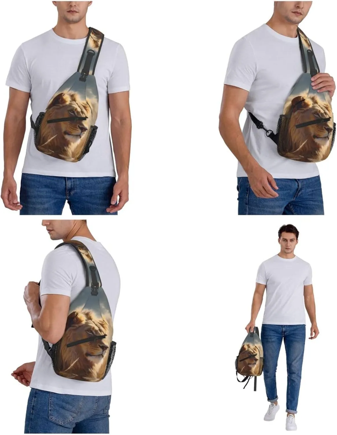 Sling Backpack Bag for Men Prairie lion Cross Chest Bag Crossbody Shoulder Bag Travel Hiking Daypack