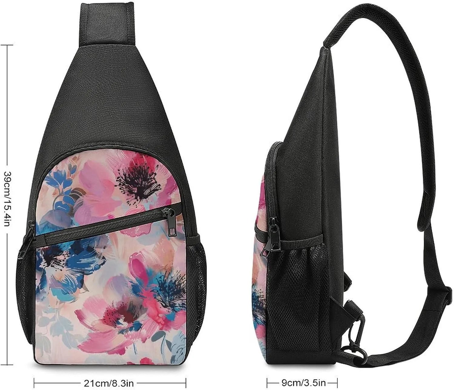 Sling Backpack for Women Men Crossbody Chest Bag Travel Beautiful Flower Images Daypack Shoulder Bag for Hiking