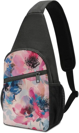 Sling Backpack for Women Men Crossbody Chest Bag Travel Beautiful Flower Images Daypack Shoulder Bag for Hiking