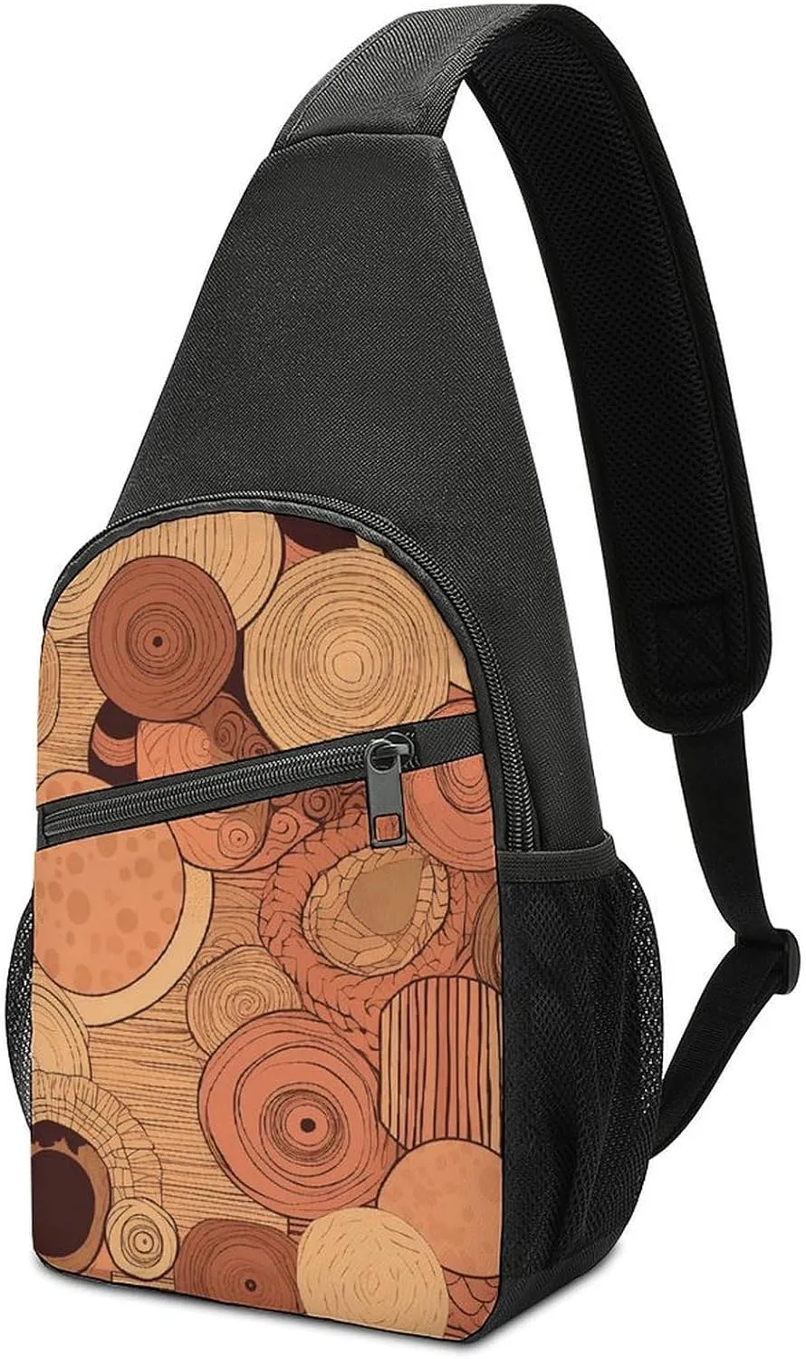 Sling Backpack for Women Men Crossbody Chest Bag Travel Circular Pattern Daypack Shoulder Bag for Hiking