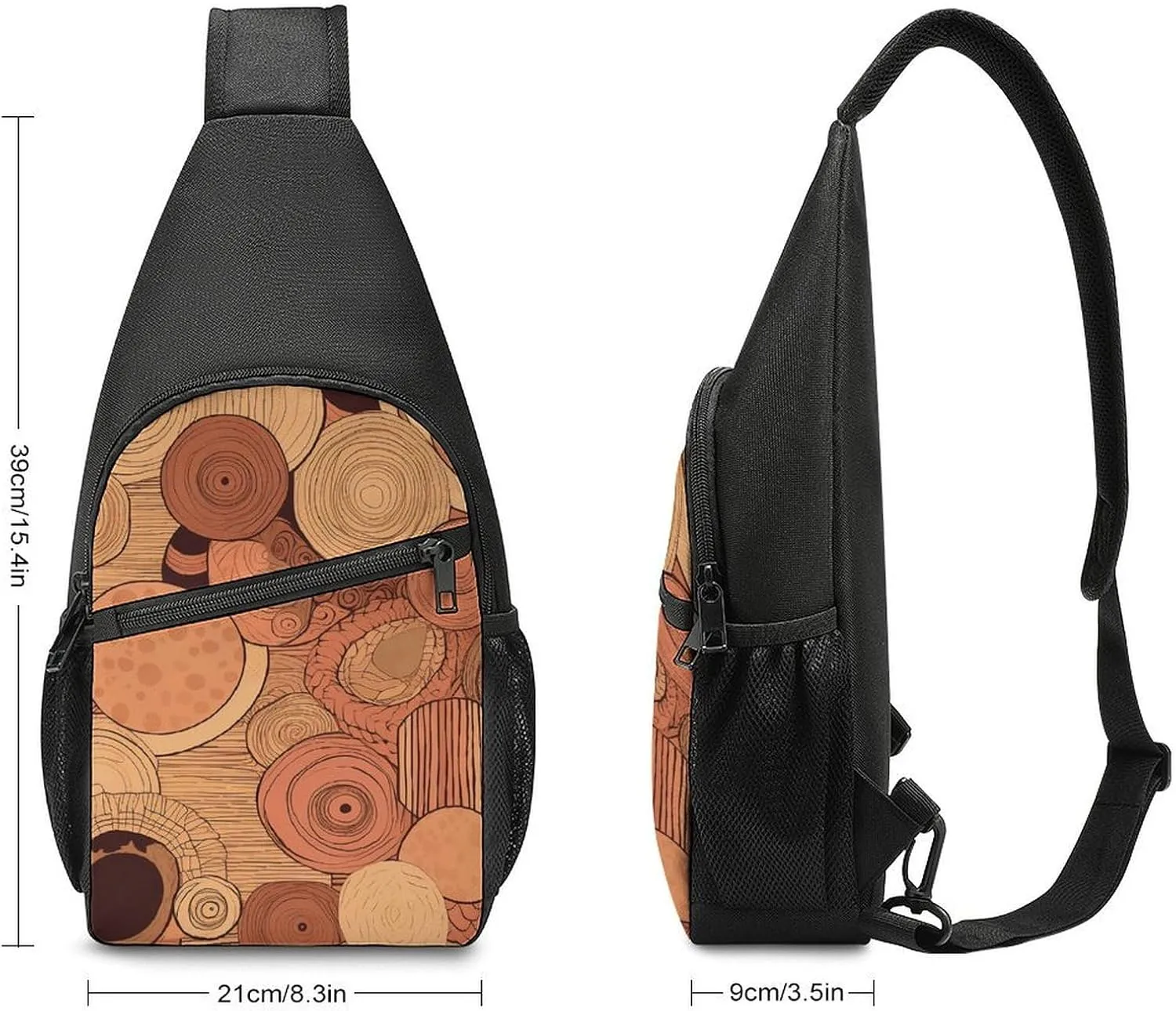 Sling Backpack for Women Men Crossbody Chest Bag Travel Circular Pattern Daypack Shoulder Bag for Hiking