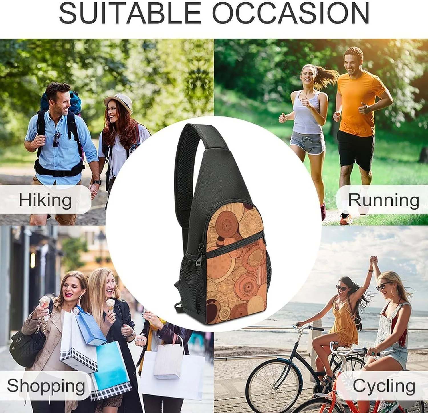 Sling Backpack for Women Men Crossbody Chest Bag Travel Circular Pattern Daypack Shoulder Bag for Hiking