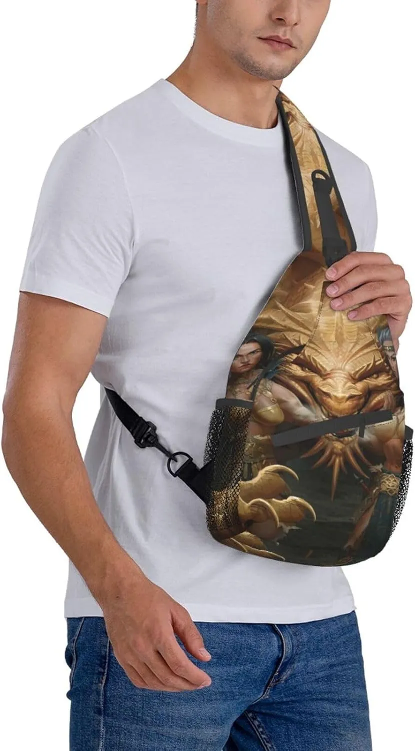 Sling Backpack,Adjustable Chest Pack Travel Hiking Daypack Crossbody Shoulder Bag For Mens