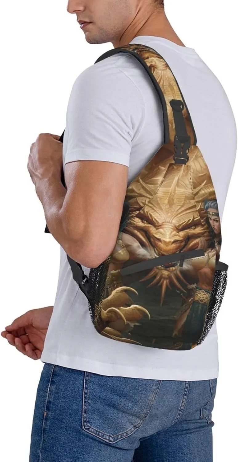 Sling Backpack,Adjustable Chest Pack Travel Hiking Daypack Crossbody Shoulder Bag For Mens