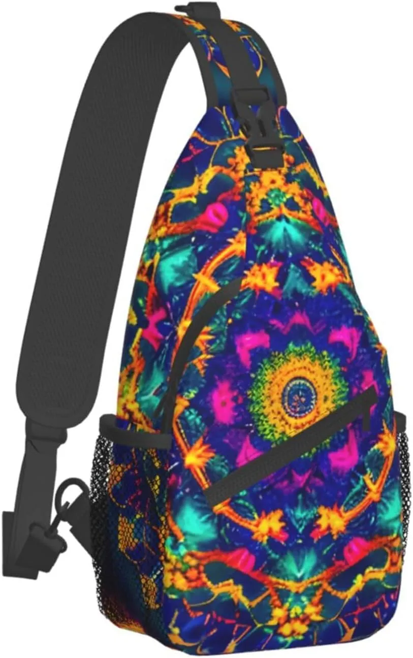 Sling Backpack,Men Cross Chest Bag Diagonally,Durable Adjustable Outdoor Cycling Travel Bag,Mandala Pattern Print